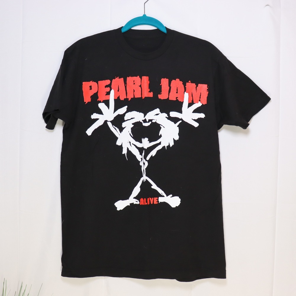 Pearl Jam Alive Stickman T-Shirt Mens Medium Black Excellent Grunge Band Tee